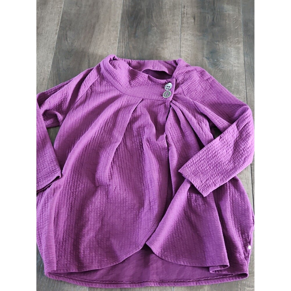 Neon Buddha Purple Women’s Long Sleeve Tunic Top Lagenlook Casual Shirt Buttoned